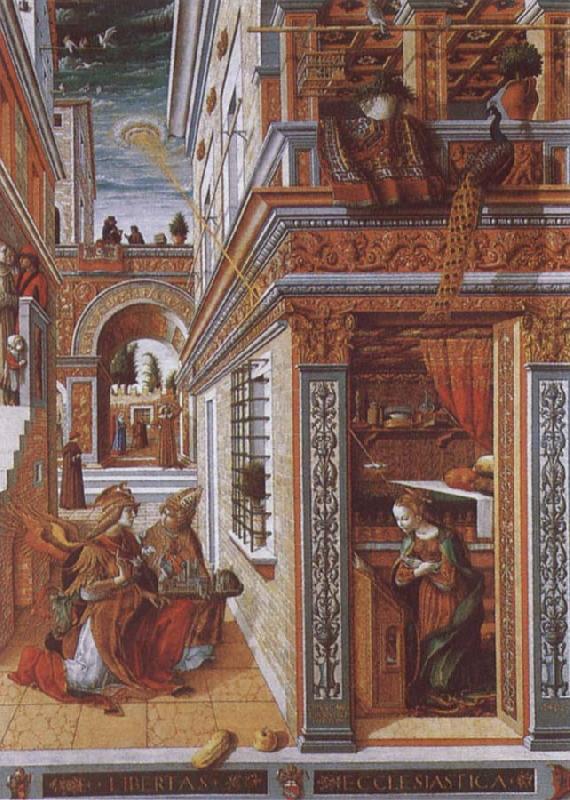 Carlo Crivelli Annunciation with St. Endimius Sweden oil painting art
